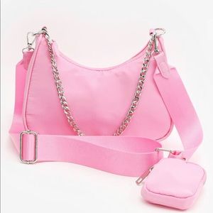 Cutest Pink 2-Strap Nylon Baguette Bag